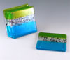 Link to aqua & teal fused glass coasters by Chris Paulson